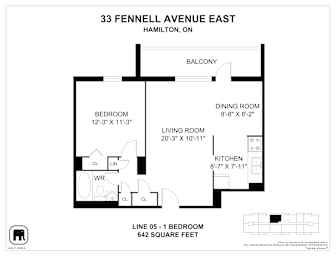 A floor plan for a home at 33 Fennell Avenue East in Hamilton, ON.