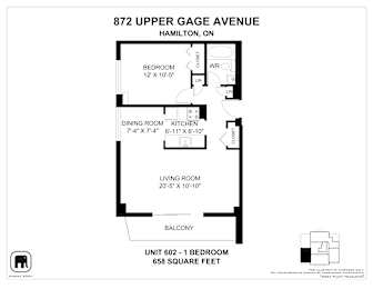 A floor plan for an apartment at 872 Upper Gage Avenue in Hamilton, ON.