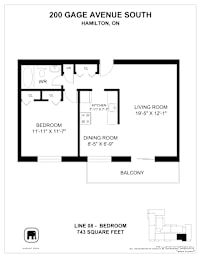 A floor plan for a home at 200 Gage Avenue South in Hamilton, Ontario.