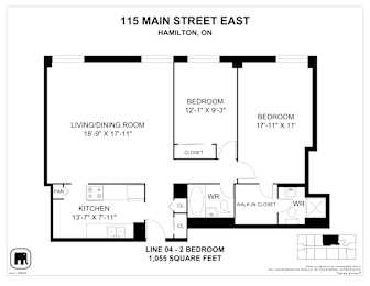 A floor plan for a home at 115 Main Street East in Hamilton, ON.