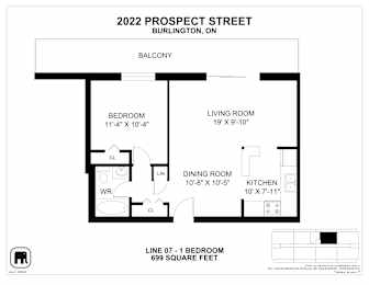 A floor plan for a Burlington, Ontario condo.