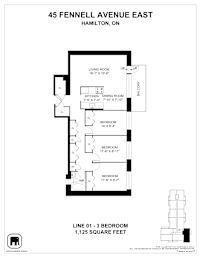 A floor plan for a home at 45 Fennell Avenue East in Hamilton, Ontario.