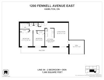 A floor plan for a property at 1200 Fennell Avenue East in Hamilton, ON.