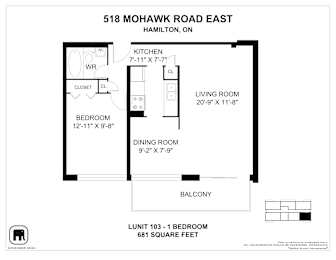  Floor Plan Apartment - 1 Bedroom