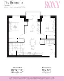 The Britania Floorplan at Roxy Apartments, Hamilton, Ontario