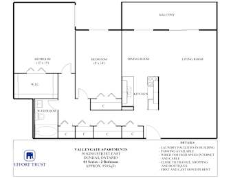 A floor plan for a 50 King Street East apartment.