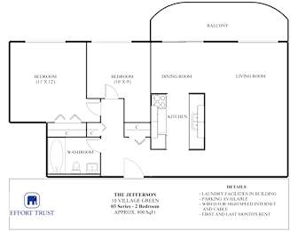 A floor plan for a 10 Village Green 03 Series 2 Bedroom apartment.