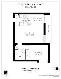A floor plan for a home at 179 George Street in Hamilton, Ontario.