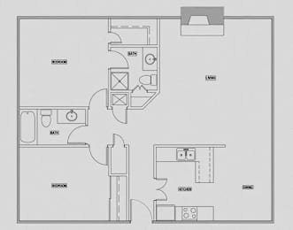 floor plan of a 2 bedroom 2 bathroom unit