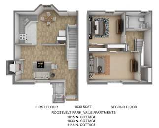 floorplan of a 2 bedroom 1 and a half bathroom townhome