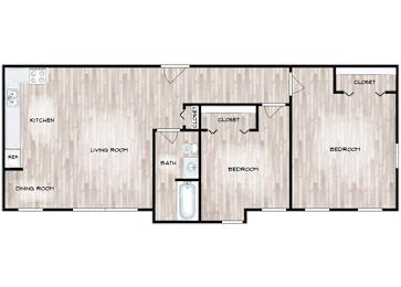 Two Bedroom Floorplan at Sheridan Park, Chicago