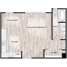 Studio Floorplan at Sheridan Park, Illinois 60640