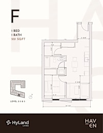 523 Sq. Ft. F type Floor plan
