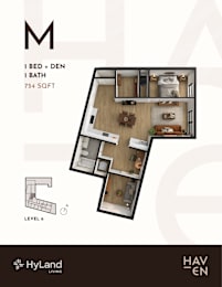 M Type 1 Bed 1 Bath 754 Sq. Ft. Floor Plan at Haven, Vancouver, BC V6T 1Z3