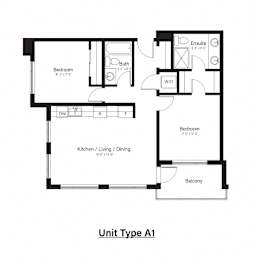 A drawing of a floor plan for a Unit Type A1.