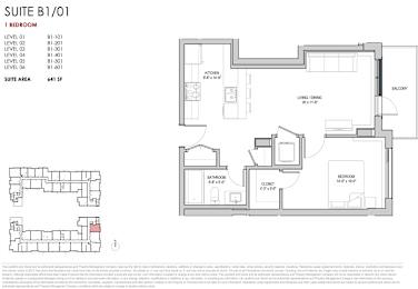 A floor plan for a suite area of 441 square feet is shown, including a bedroom, bathroom, living/dining area, and kitchen.