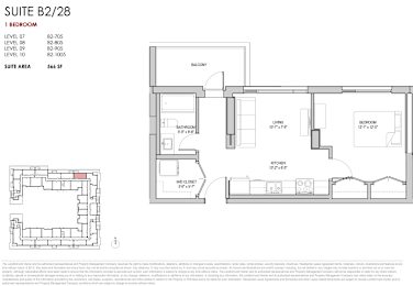 A floor plan for a suite with a bedroom, living room, and bathroom.