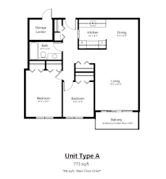 A black and white diagram of a floor plan for a Unit Type A.