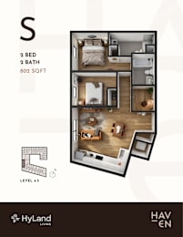 2  Bed   2  Bath   801-to803 Sq. Ft. S Type Floor Plan at Haven, Vancouver, BC V6T 1Z3