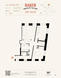 A floor plan for Baker Chocolate Factory No 606.
