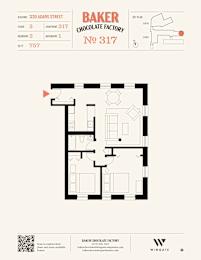 A floor plan for Baker Chocolate Factory at No. 317.