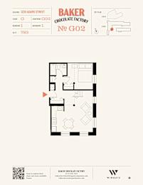 A floor plan for Baker Chocolate Factory No G02.