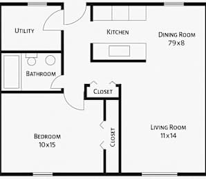 A black and white image of a floor plan for a house.