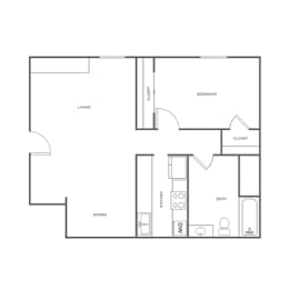 A black and white image of a floor plan for a house.