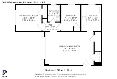 A black and white image of a floor plan for a two bedroom apartment.