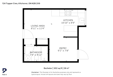A floor plan for a 124 Tupper Cres, Kitchener, ON N2B 2X9 apartment.