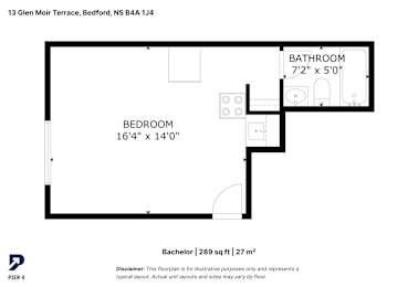 A floor plan for a bedroom and bathroom layout.