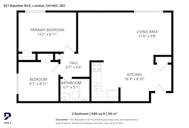  Floor Plan 2 Bedroom