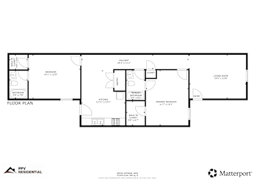 A floor plan for a residential area by Matterport.