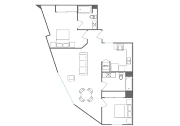 B2 Floor Plan at 5135 W Adams, Los Angeles California