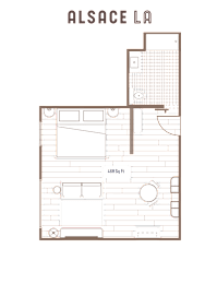 Deluxe King ADA Floor Plan at Alsace Living, California, 90016