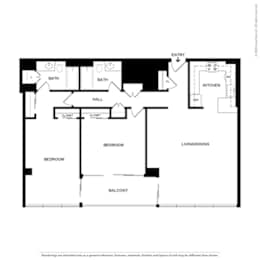 A black and white floor plan of a house with labeled rooms.