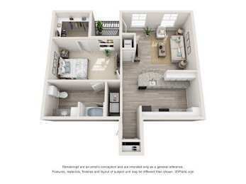 1bed 1bath Floor Plan at Leland Station Apartments, North Carolina, 28451