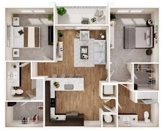 B1 Two Bedroom Two Bathroom Floorplan at Las Palmas Apartments, Fort Myers, 33913