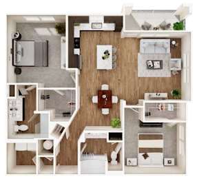 B3 Two Bedroom Two Bathroom Floorplan at Las Palmas Apartments, Fort Myers