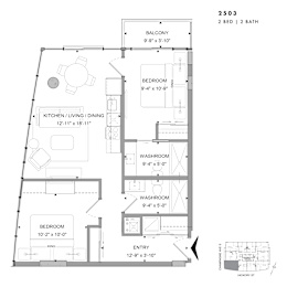Floor plan of 2503 (2 Bed, 2 Bath) at SoHo Champagne 2