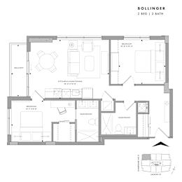 Floor plan of Bollinger (2 Bed, 2 Bath) at SoHo Champagne 2