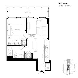Floor plan of Missoni (1 Bed, 1 Bath) at SoHo Italia