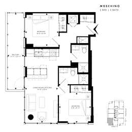 Floor plan of Moschino (2 Bed, 2 Bath) at SoHo Italia