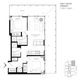 Floor plan of Sky Suite Cavali (2 Bed, 2 Bath) at SoHo Italia