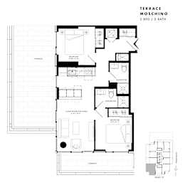 Floor plan of Sky Suite Moschino (2 Bed, 2 Bath) at SoHo Italia