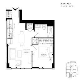 Floor plan of Versace (1 Bed, 1 Bath) at SoHo Italia
