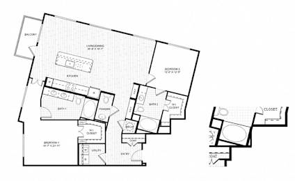 A black and white image of a house floor plan.