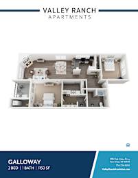 A floor plan of avaliable apartments at Valley Ranch Apartments.