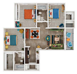 A series of images showing a top-down view of a room layout.