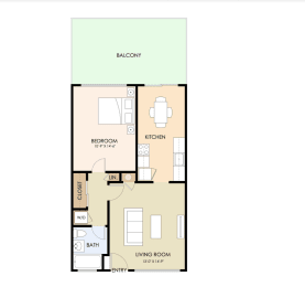 floor plan of 1 bedroom floor plan  apartments at the galleria apartments